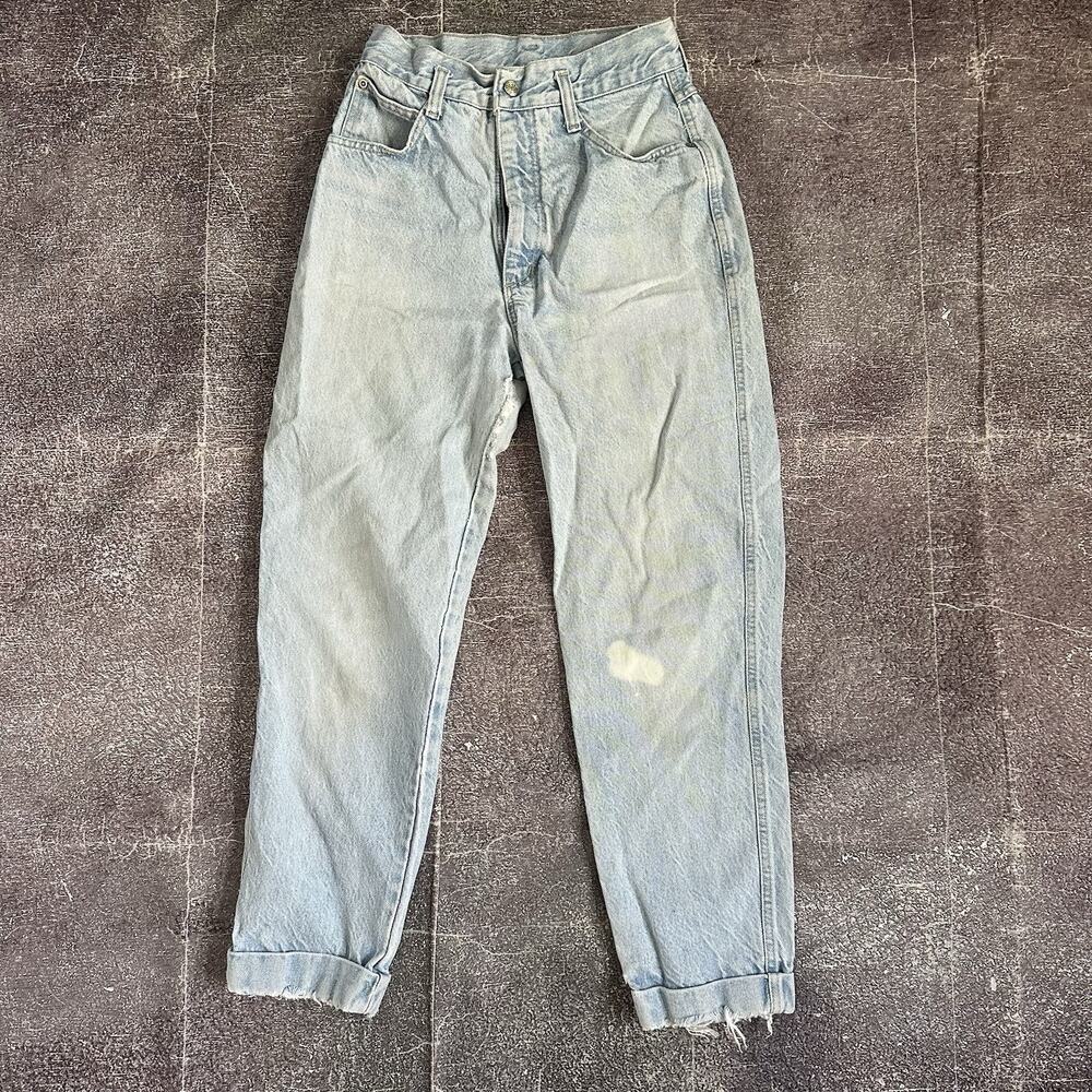 Women's Vintage 90's Stuffed Shirt Light Blue High Waisted Mom Jeans Sz 26 X 27